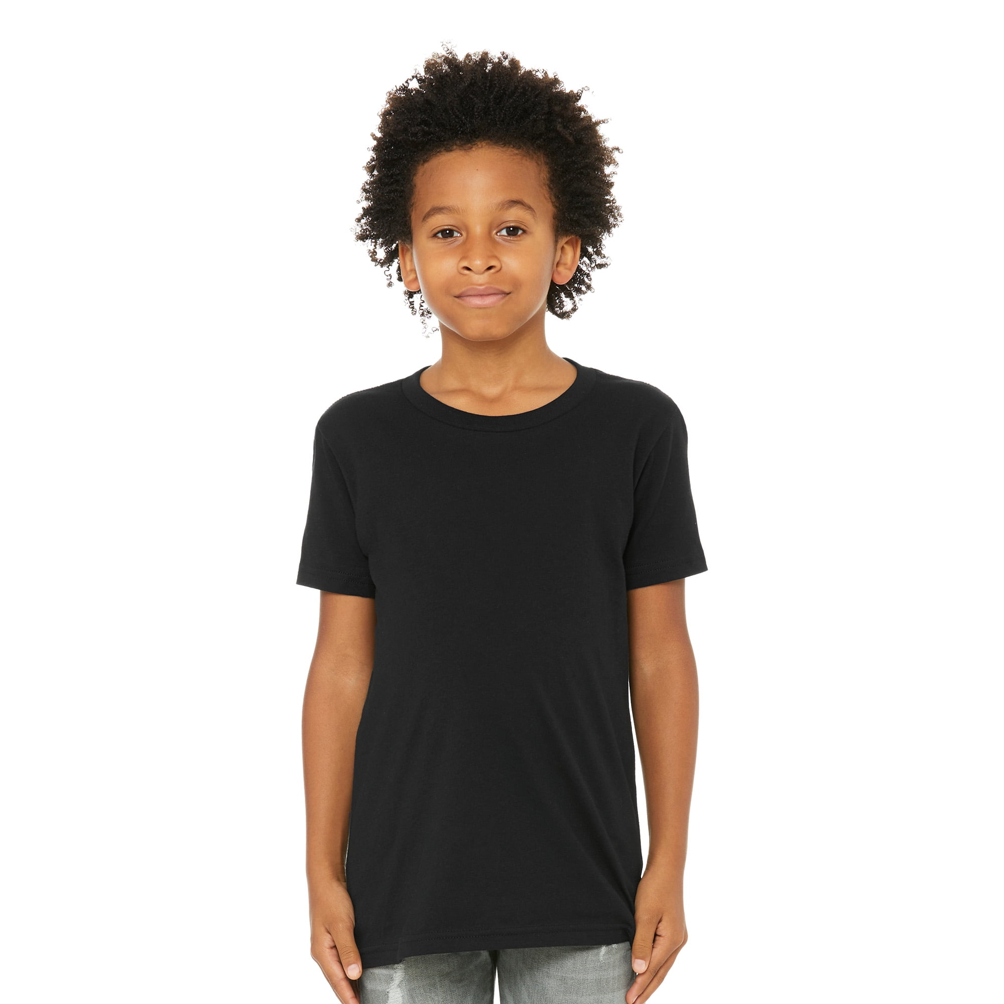 BELLA+CANVAS Youth Unisex Short Sleeve Crew Neck T-Shirt for Crafting, Black, Youth Small