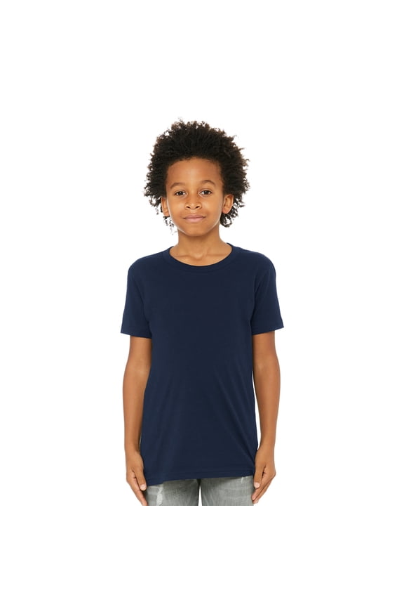 Youth Unisex Short Sleeve Crew Neck T-Shirt for Crafting, Navy, Youth Small