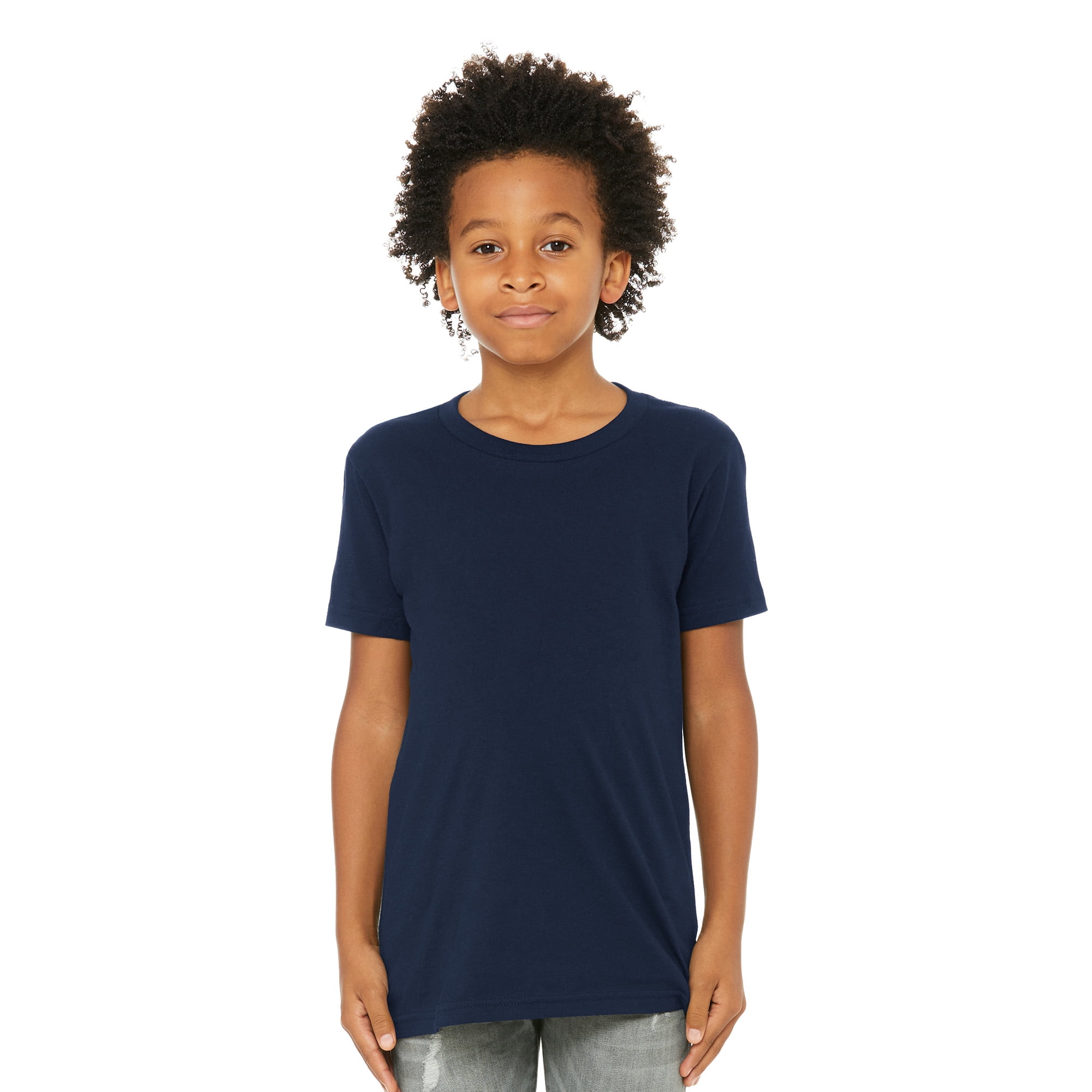 BELLA+CANVAS Youth Unisex Short Sleeve Crew Neck T-Shirt for Crafting, Navy, Youth Xlarge