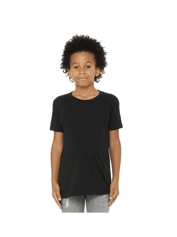 Youth Unisex Short Sleeve Crew T-Shirt – Black Large Cotton Tee for Crafting, Personalization, Tie Dye & Everyday Wear