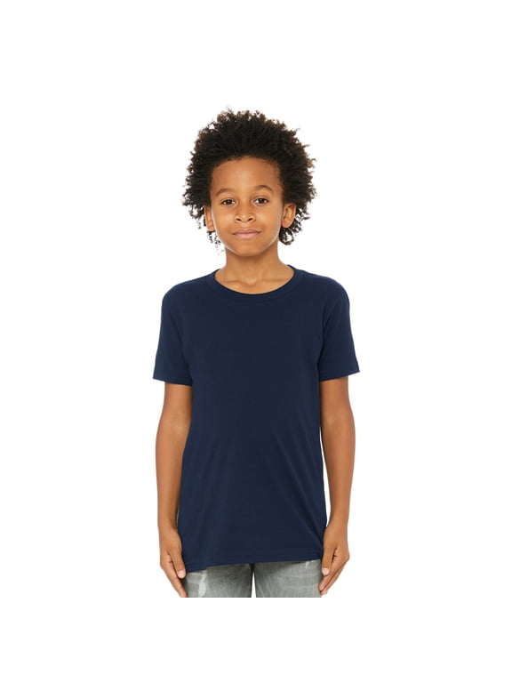 Youth Unisex Short Sleeve Crew T-Shirt for Crafting, Navy, Small, 1-Pack