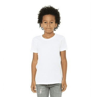 BELLA+CANVAS Youth Unisex Short Sleeve Crew T-Shirt for Crafting, White, Large