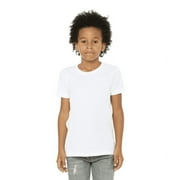 BELLA+CANVAS Youth Unisex Short Sleeve Crew T-Shirt for Crafting, White, Large