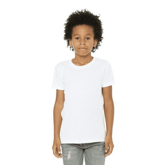 BELLA+CANVAS Youth Unisex Short Sleeve Crew T-Shirt – White Large Cotton Tee for Crafting, Personalization, Tie Dye & Everyday Wear