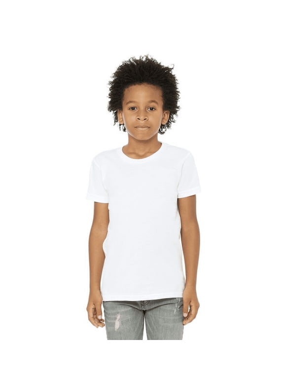 Youth Unisex Short Sleeve Crew T-Shirt for Crafting, White, Large