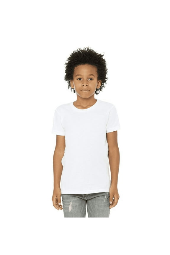 Youth Unisex Short Sleeve Crew T-Shirt – White Small Cotton Tee for Crafting, Personalization, Tie Dye & Everyday Wear