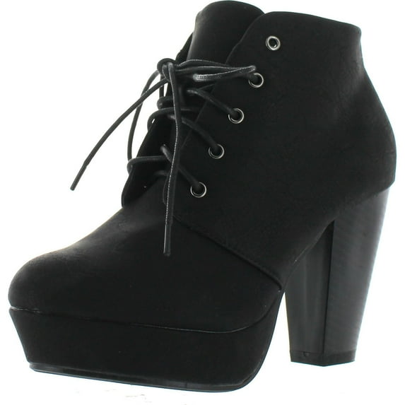BELLA MARIE GOLDIE-11 Women's Fashion High Chunky Heel Platform Lace Up Booties