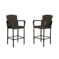 thumbnail image 1 of BELLA Outdoor Rattan Wicker Patio Bar Stool (Set of 2), Coffee, 1 of 2