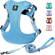 BELLA & PAL Dog Harness for Medium Dogs, Adjustable Reflective No Pull Step-in Dog Vest, Breathable Soft Mesh Harness and Leash Set for Small Medium Dogs, Sky Blue, L
