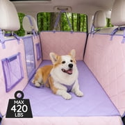 BELLA & PAL Hard-Bottom Backseat Extender for Dogs, Holds 420lbs, Sturdy Hammock Platform for Large & Multi-Dog Families, Fits Cars/SUVs/Trucks, Lavender