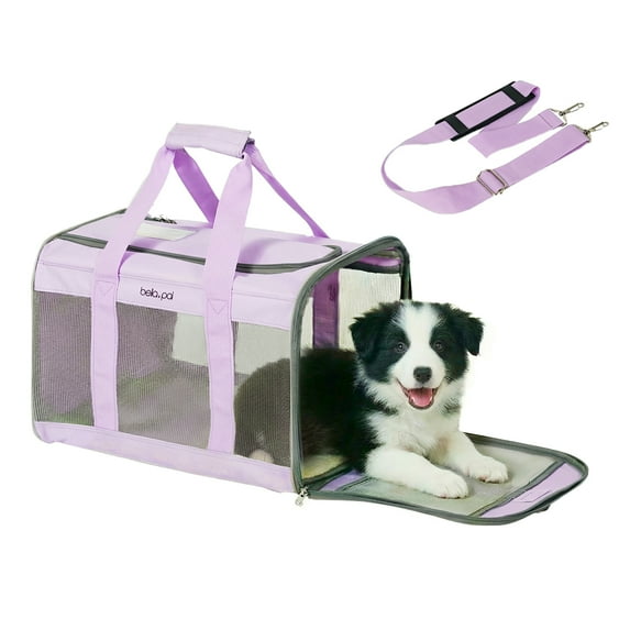 BELLA & PAL Dog Carrier for Small Medium Dogs, Pet Carrier for Cats Under 22 lbs, Collapsible Soft Sided Travel Carrier, Purple