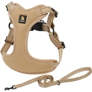 BELLA & PAL Dog Harness for Small Dogs, Adjustable Reflective No Pull Step-in Dog Vest, Breathable Soft Mesh Harness and Leash Set for Small Medium Dogs, Khaki, XS