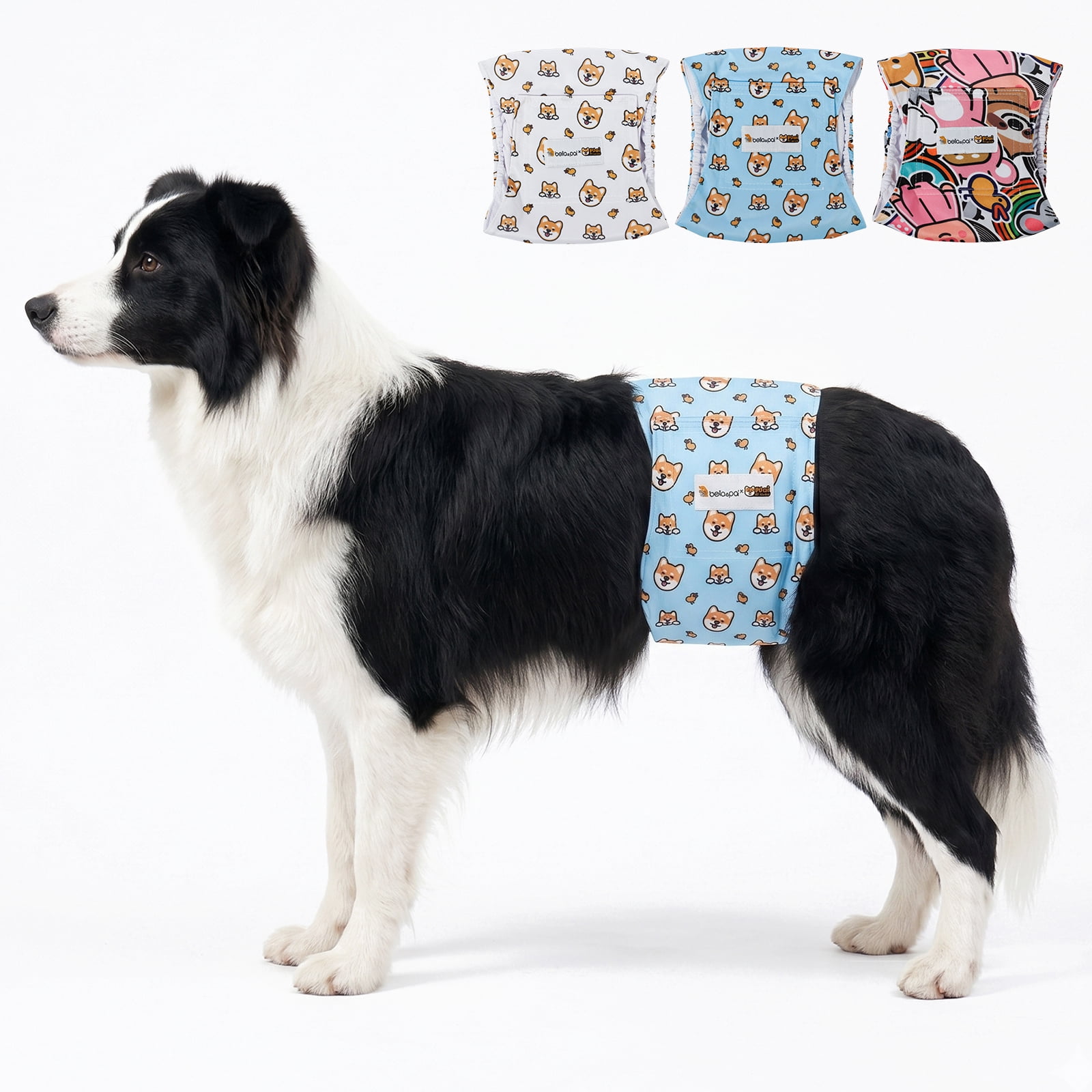 Bella & Pal × PJai & Friends Male Dog Diapers, 3-Pack, Highly Absorbent Washable Diapers for Small Dogs, Leak-Proof Puppy Diapers, XL