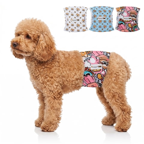 Bella & Pal × PJai & Friends Male Dog Diapers, 3-Pack, Highly Absorbent Washable Diapers for Small Dogs, Leak-Proof Puppy Diapers, XS