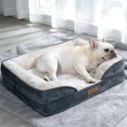 BELLA & PAL Orthopedic Dog Bed for Medium Small Dogs   No Assembly Needed, Egg-Crate Foam Dog Couch with Waterproof Liner, Washable Removable Cover, Non-Slip, 28"x23"x6.5", Gray