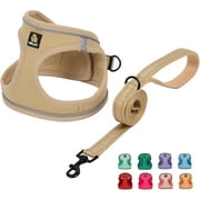 BELLA & PAL Puppy Harness and Leash Set,Reflective Adjustable Dog Harness for Small Dogs No Pull,Step in Soft Mesh Harness for Extra Small Dogs,Khaki Harness,XS