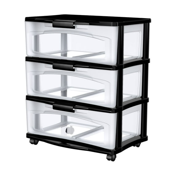 BELLA STORAGE 3 Drawer WD Plastic Cart, Black