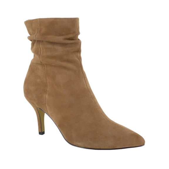 BELLA VITA Womens Beige Ruched Padded Danielle Pointed Toe Stiletto Zip-Up Dress Booties 11 M