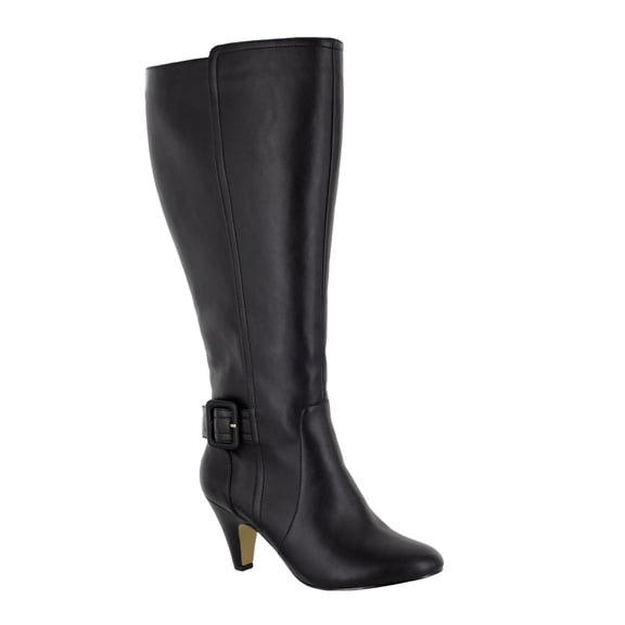BELLA VITA Womens Black Covered Buckle Accent Padded Troy Ii Almond Toe Sculpted Heel Zip-Up Heeled Boots 9 M