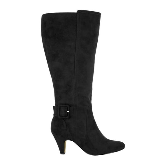 BELLA VITA Womens Black Padded Goring Extra Wide Calf Buckle Accent Troy Cone Heel Zip-Up Dress Boots 11 W XWC