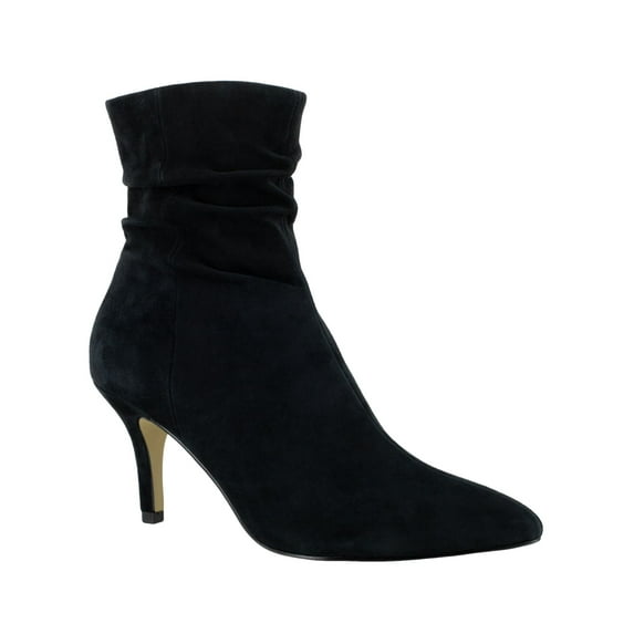 BELLA VITA Womens Black Ruched Cushioned Danielle Pointed Toe Stiletto Zip-Up Leather Booties 8 WW