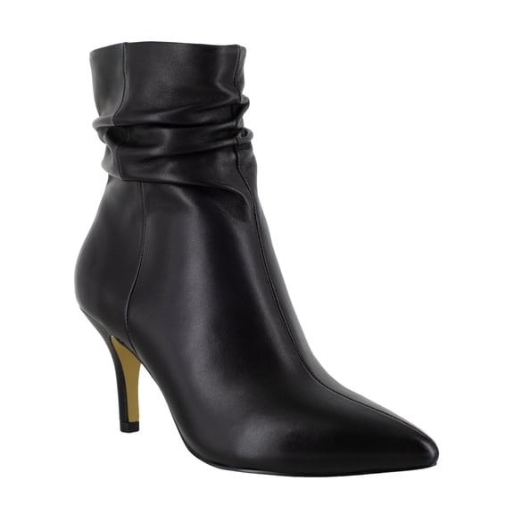 BELLA VITA Womens Black Ruched Padded Danielle Pointed Toe Stiletto Zip-Up Leather Booties 9 M