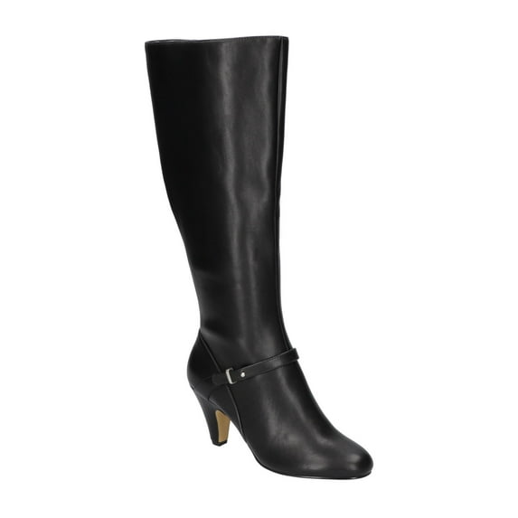 BELLA VITA Womens Black Strap Detail Padded Goring Wide Calf Sasha Plus Round Toe Kitten Heel Zip-Up Dress Boots 9 M