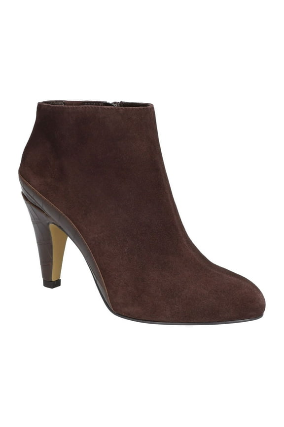 Womens Brown Comfort Brennan Round Toe Cone Heel Zip-Up Leather Dress Boots 9 N