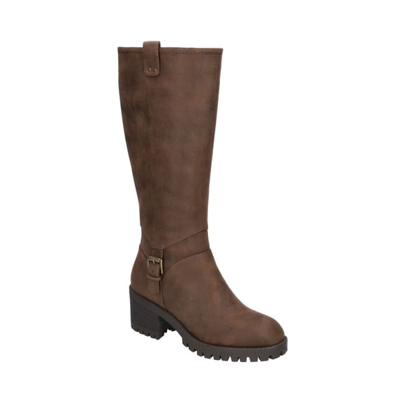 BELLA VITA Womens Brown Goring Buckled Strap Side Pull-Tab Lug Sole Padded Lorielle Round Toe Block Heel Zip-Up Boots Shoes 11 WW