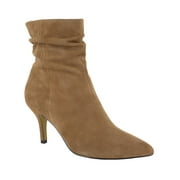 BELLA VITA Womens Brown Ruched Padded Danielle Pointed Toe Stiletto Zip-Up Dress Booties 9.5 M