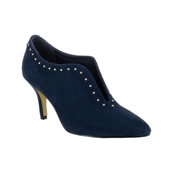 BELLA VITA Womens Navy Cushioned Studded Dara Pointy Toe Stiletto Slip On Leather Shootie 8.5 M