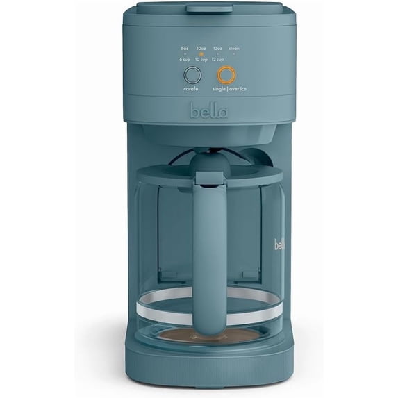 BELLA VersaBrew 2-in-1 Coffee Maker, K-Cup Compatible, 12-Cup Carafe & Single Serve Brewer, Iced Coffee Function, 60oz Water Tank, Surf