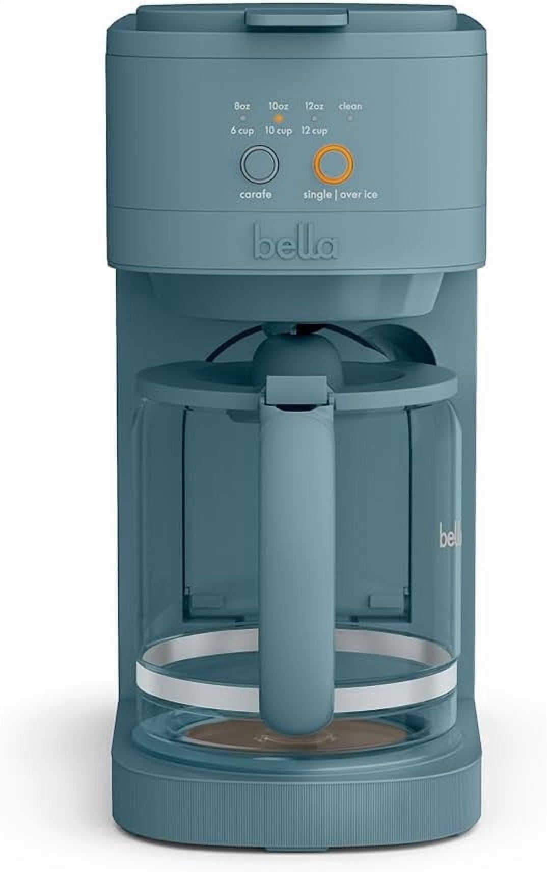 BELLA VersaBrew 2-in-1 Coffee Maker, K-Cup Compatible, 12-Cup Carafe & Single Serve Brewer, Iced Coffee Function, 60oz Water Tank, Surf