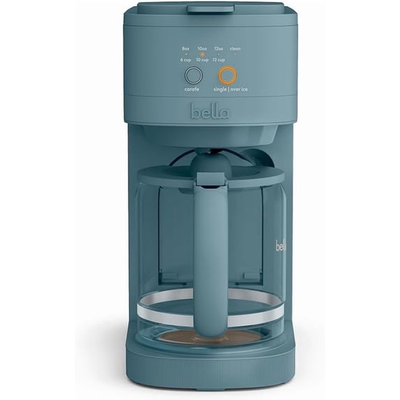 BELLA VersaBrew 2-in-1 Coffee Maker, K-Cup Compatible, 12-Cup Carafe & Single Serve Brewer, Iced Coffee Function, 60oz Water Tank, Surf