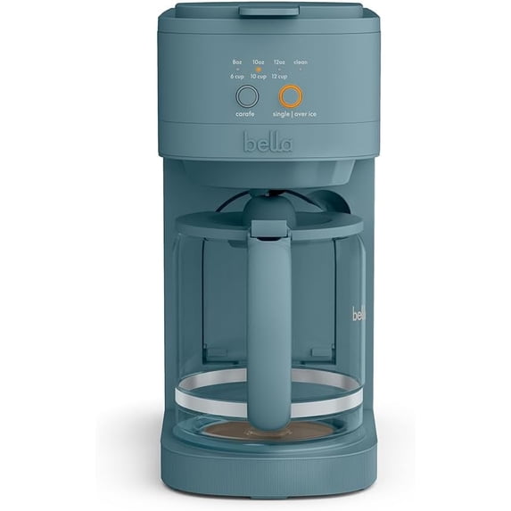 BELLA VersaBrew 2-in-1 Coffee Maker, K-Cup Compatible, 12-Cup Carafe & Single Serve Brewer, Iced Coffee Function, 60oz Water Tank, Surf
