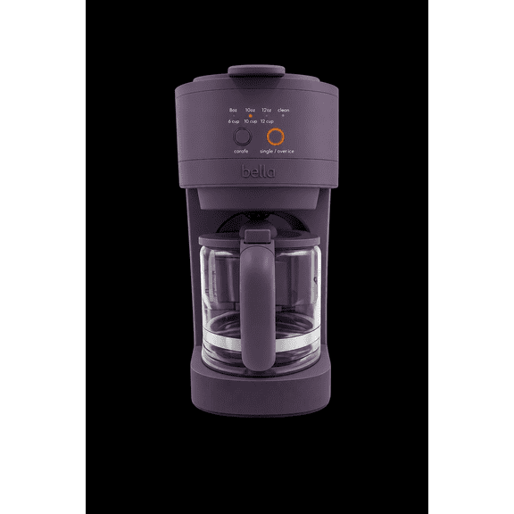 BELLA VersaBrew 2-in-1 Coffee Maker, K-Cup Compatible, Single Serve & 12-Cup Carafe Brewer, Iced Coffee Function, Plum
