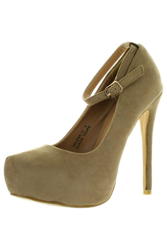 BELLAMARIE HELENA-12 Women Ankle Strap Platform Pump Stiletto Party Dress Heel