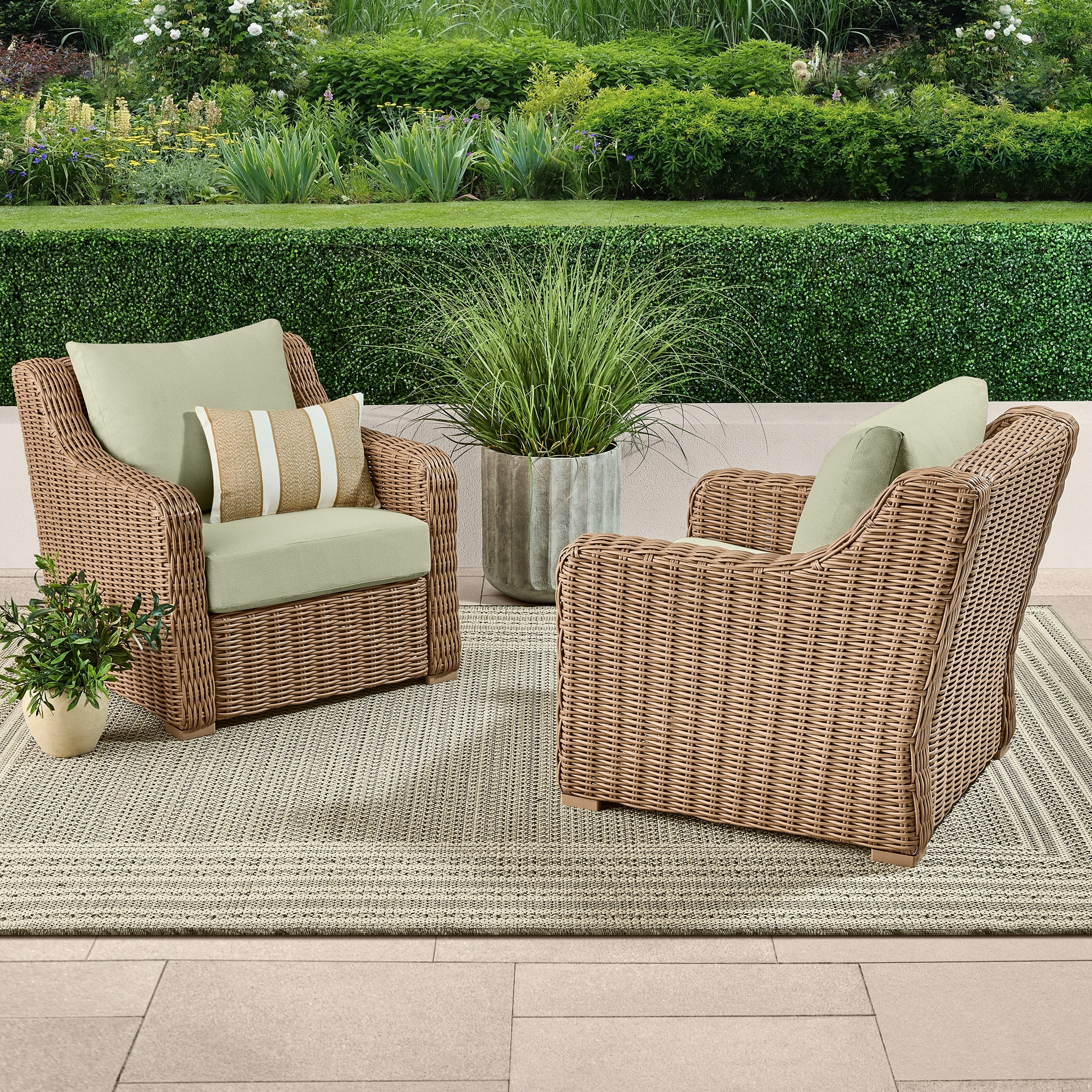 Better Homes & Gardens Bellamy Outdoor 2pk Lounge Chairs, Green