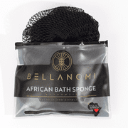 Bellanomi African Net Sponge - Authentic Sapo Exfoliating Net, 45" Long Back Scrubber, Adult, Black