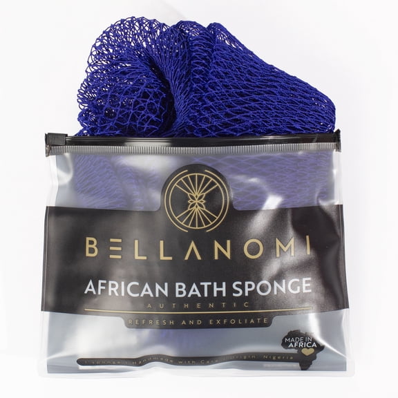 Bellanomi  African Net Sponge - Authentic Sapo Exfoliating Net, Ethically sourced from Nigeria, 45" Long Back Scrubber, Quick Dry Loofah Alternative for Gentle Exfoliation Daily Use