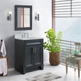 thumbnail image 1 of Bellaterra Home 400700-25-DG-WEO 25 in. Single Oval Sink Vanity with Quartz Top, Dark Gray & White, 1 of 1