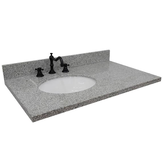 Bellaterra Home 430001-37L-GYO 37 in. Gray Granite Countertop & Single Oval Left Sink