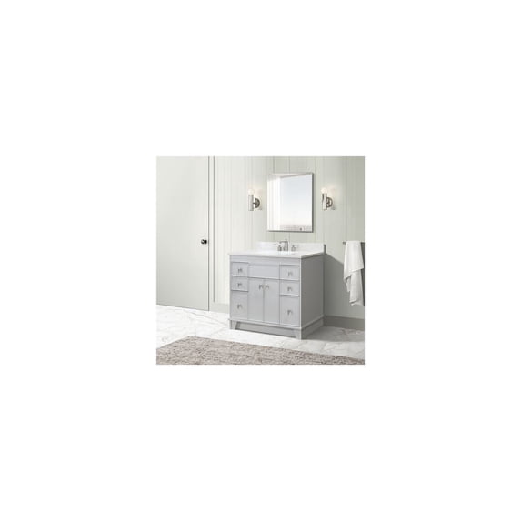 Bellaterra-Home 39 in. Single Sink Vanity in French Gray finish with Engineered Quartz Top