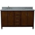 thumbnail image 1 of MCM 61" Double Oval Sink Solid Wood Vanity in Walnut/Gray Granite Stone, 1 of 15