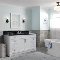 Bellaterra Home 400700-61S-WH-BGO 61 in. Single Oval Sink Vanity with Galaxy Granite Top, White & Black