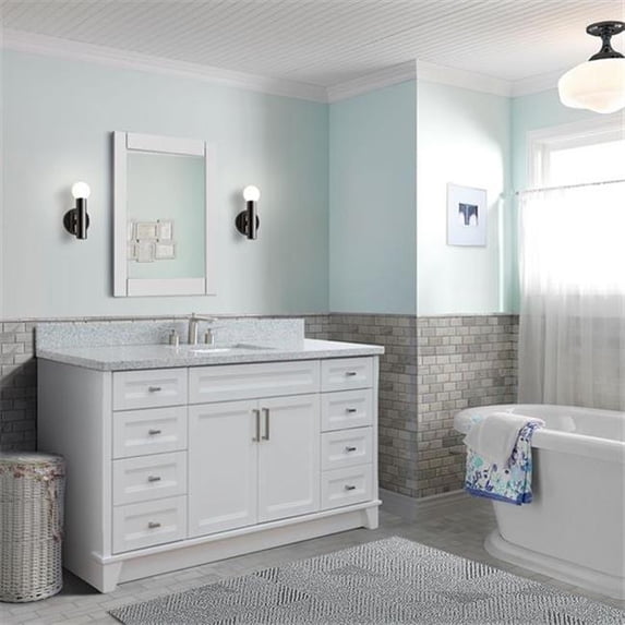 Bellaterra Home 400700-61S-WH-GYR 61 in. Single Rectangle Sink Vanity with Granite Top, White & Gray