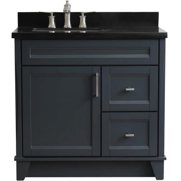 Bellaterra Home 400700-37L-DG-BGRL 37 in. Galaxy Granite Single Sink Vanity with Left Door, Left Sink, Dark Gray & Black