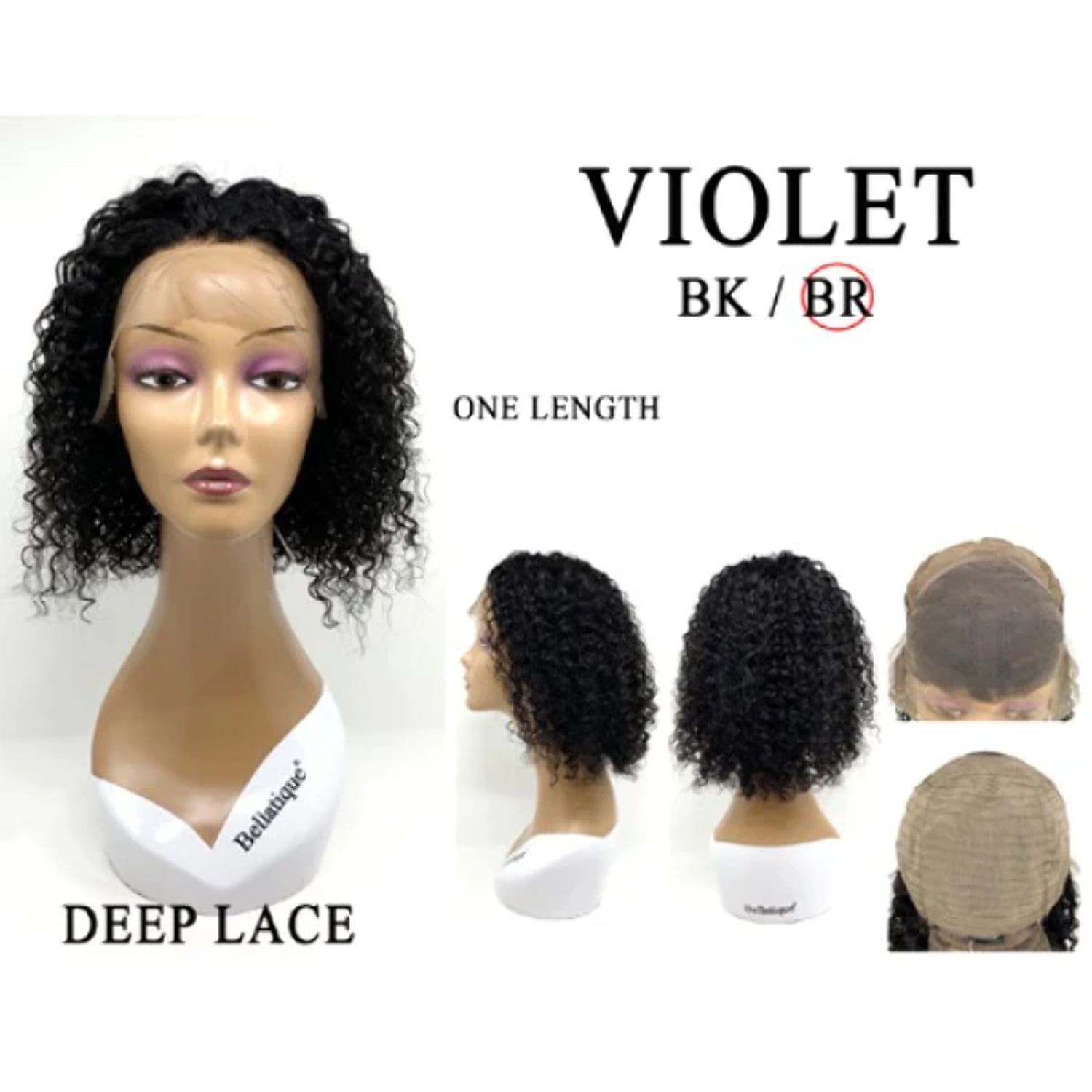 BELLATIQUE 15A Quality 4x4 Lace Wig VIOLET HUMAN HAIR