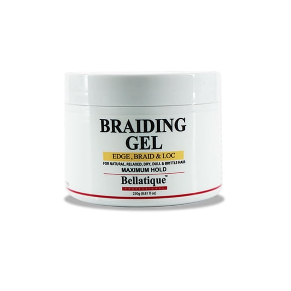 BELLATIQUE Edge, Braid & Loc Maximum Hold Braiding Gel, No Flaking, 8.8 oz
