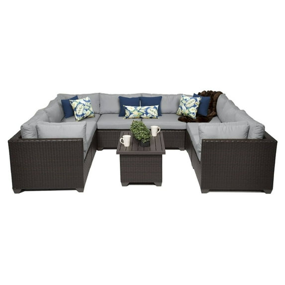 BELLE-09a-GREY Belle 9 Piece Outdoor Wicker Patio Furniture Set 09a with 2 Covers: Wheat and Grey